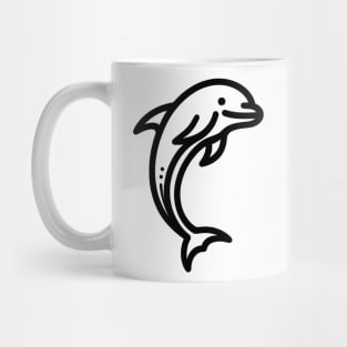 Stick Figure of a Dolphin in Black Ink Mug